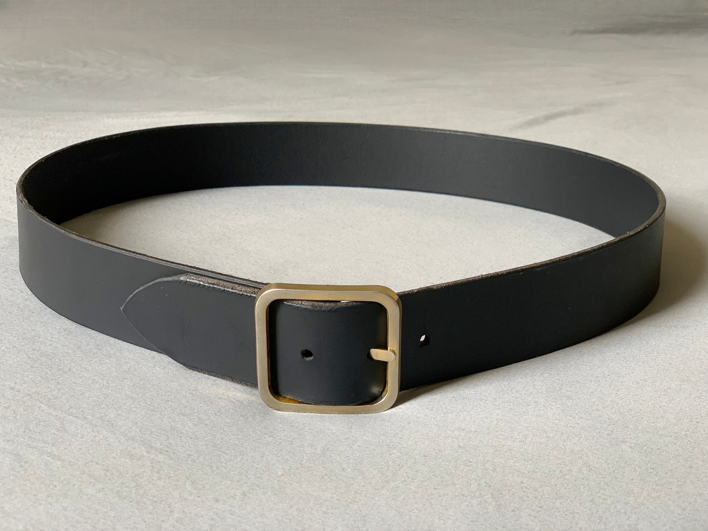 Repurposed Large Buckle on Black Leather Belt