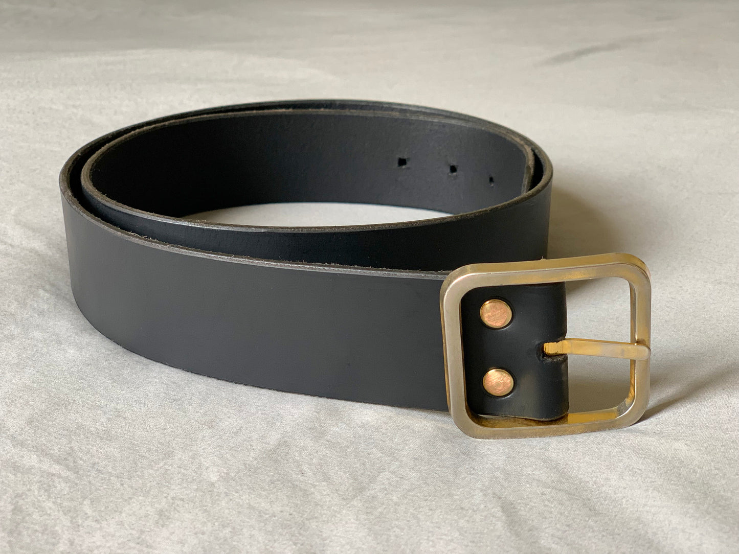 Repurposed Large Buckle on Black Leather Belt