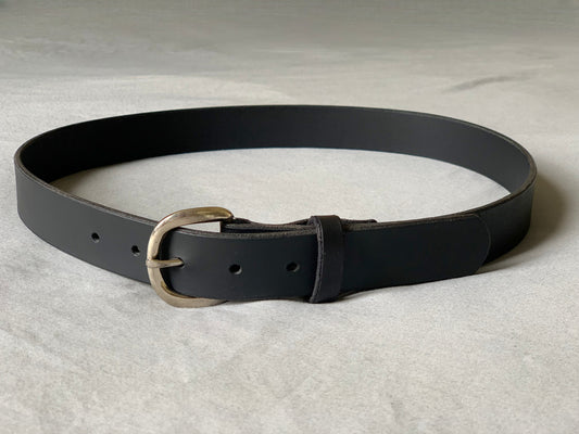 Upcycled Buckle with Black Leather Belt