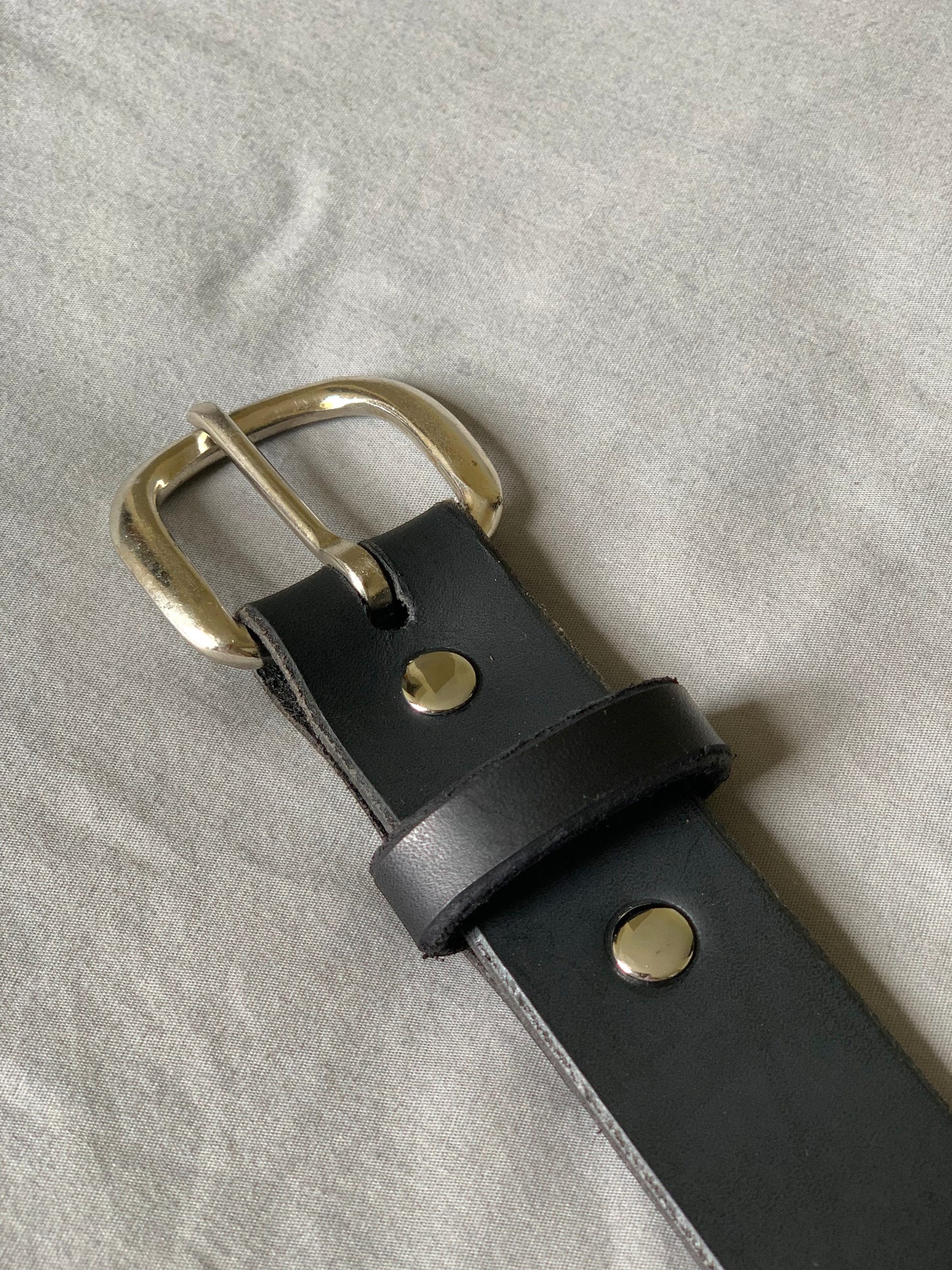 Upcycled Buckle with Black Leather Belt