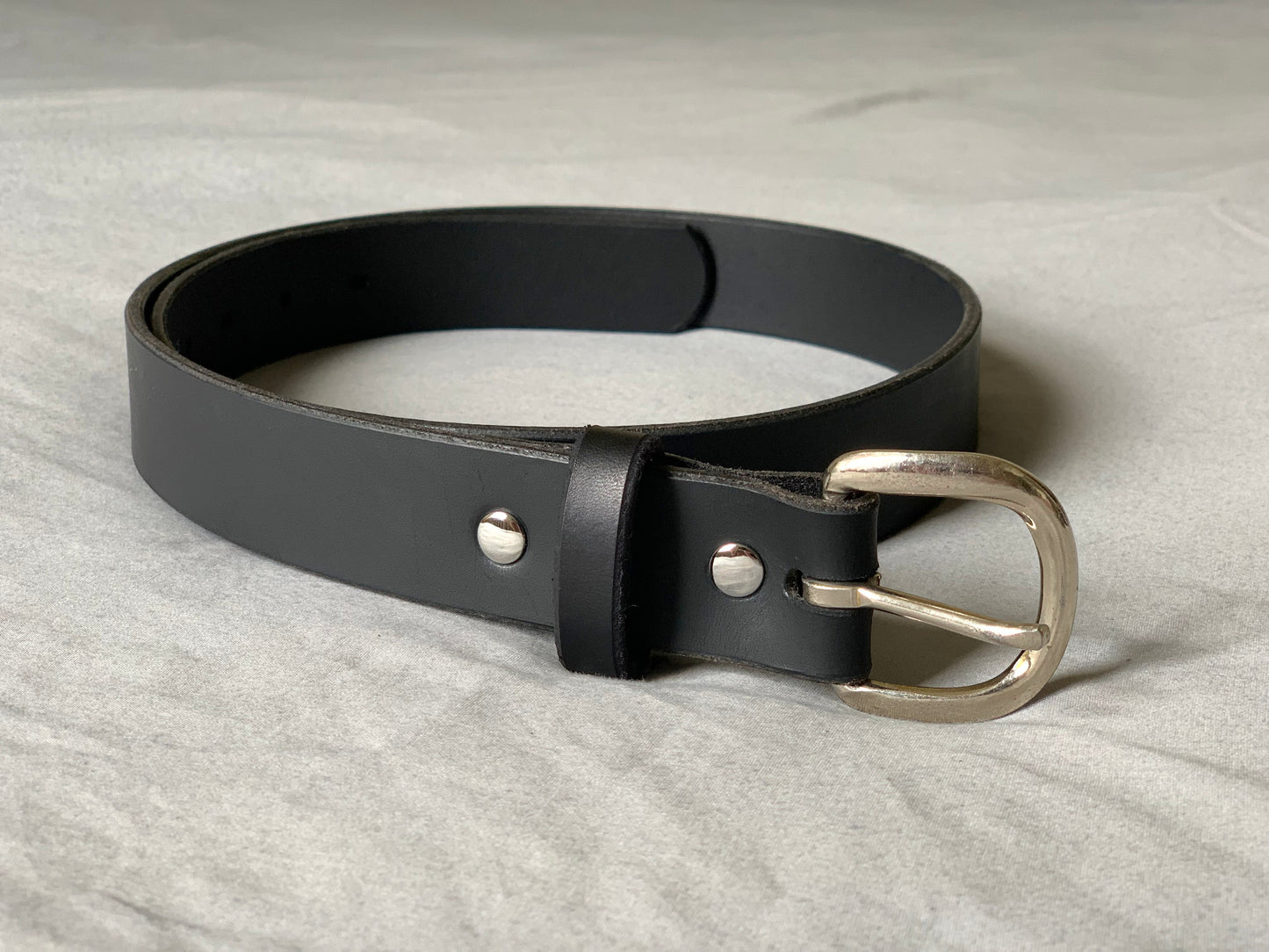 Upcycled Buckle with Black Leather Belt