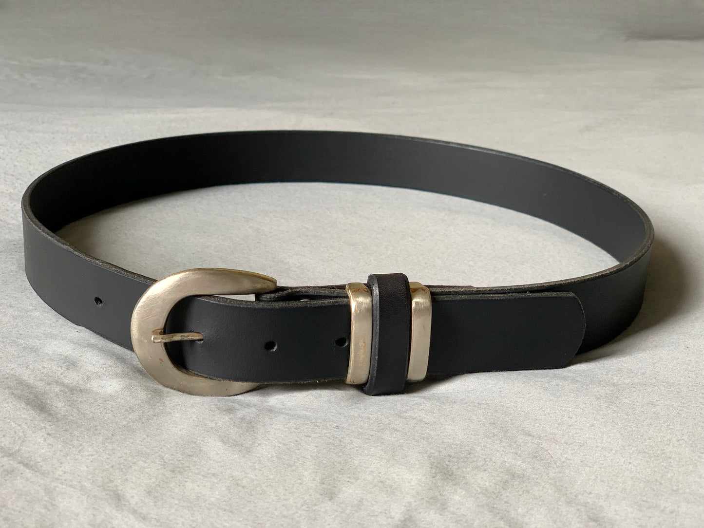 Triple Keeper Black Leather Belt