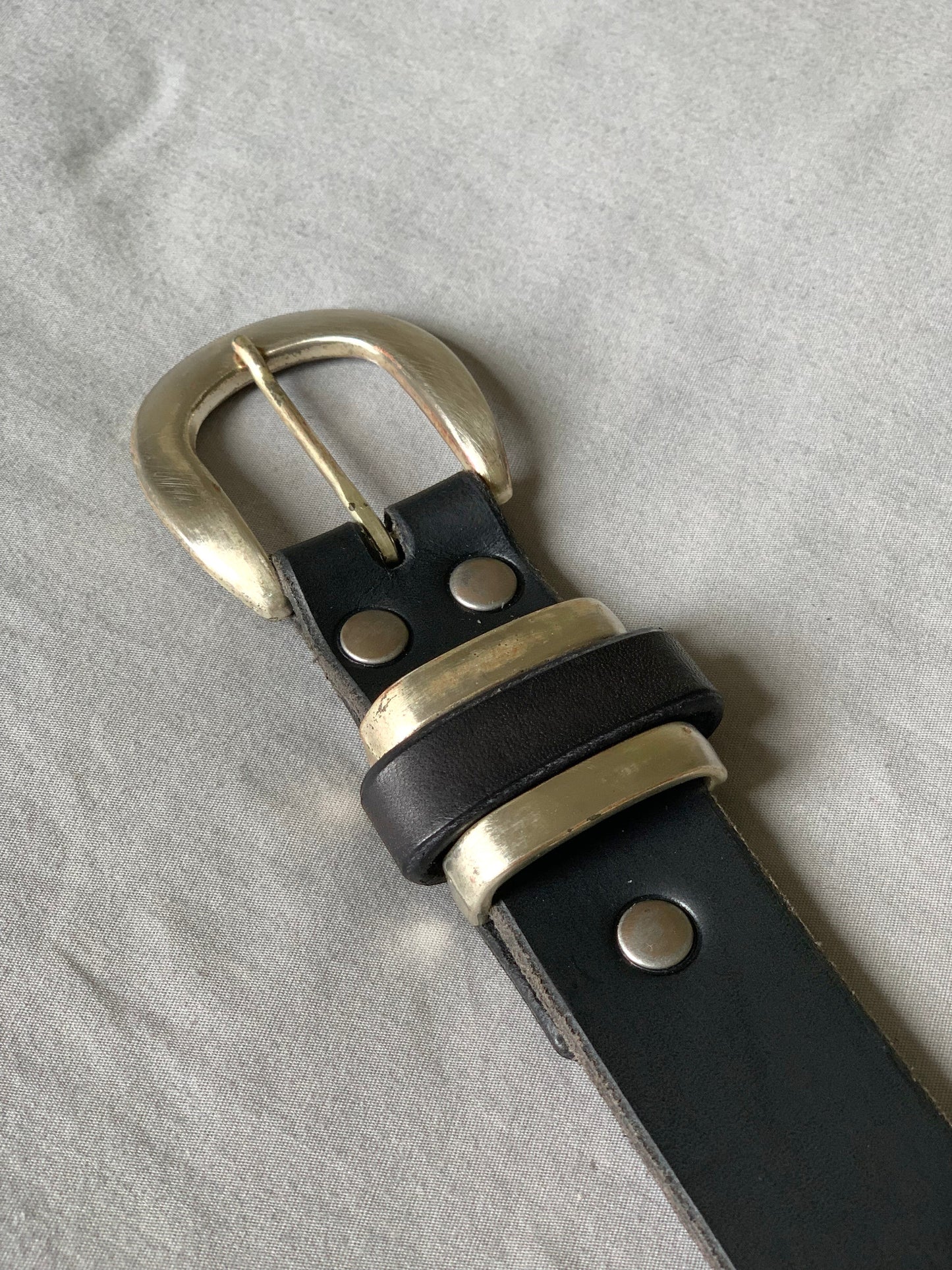 Triple Keeper Black Leather Belt