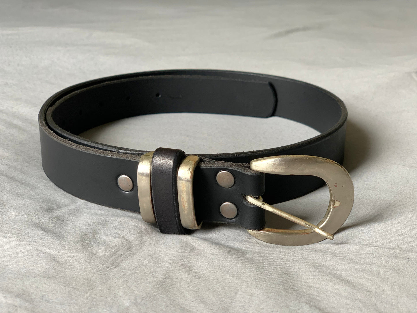 Triple Keeper Black Leather Belt